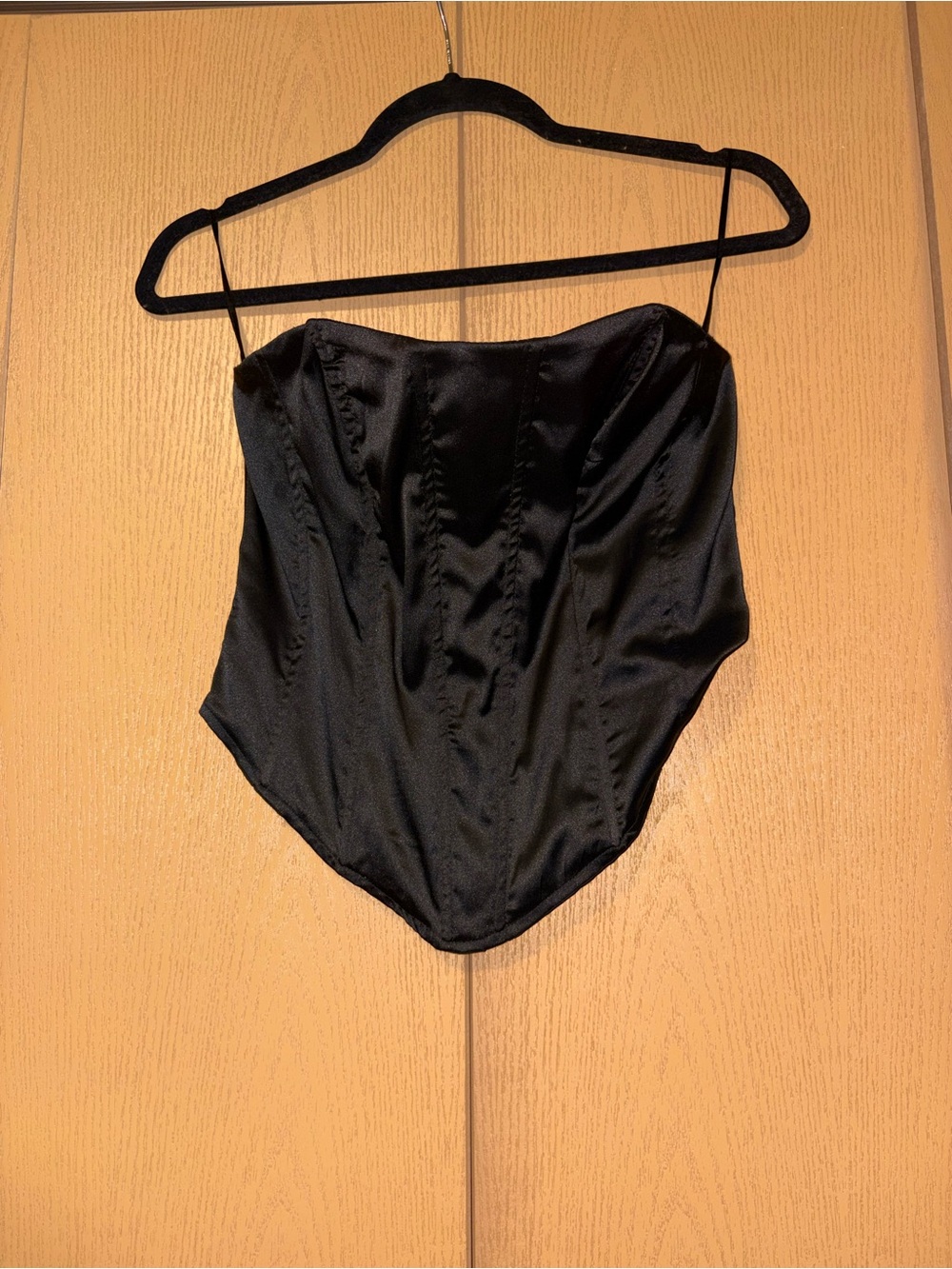 Le Lis Black Satin Corset Top